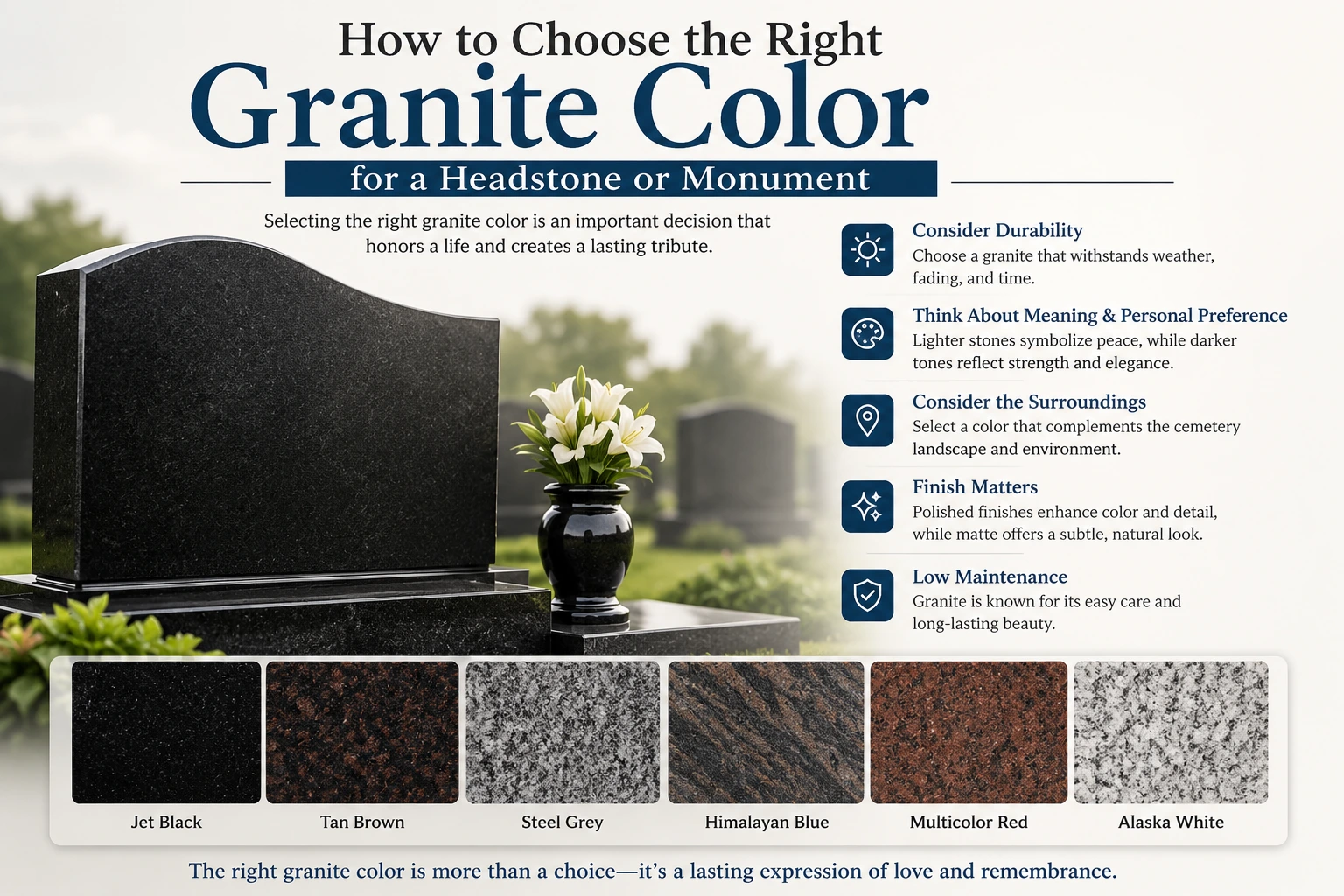 How to Choose the Right Granite Color for a Headstone or Monument