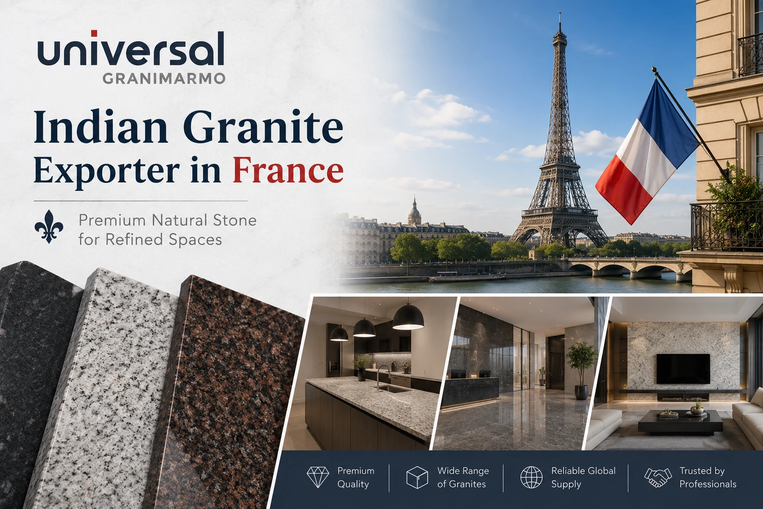 Indian Granite Exporter in France – Premium Natural Stone for Refined Spaces