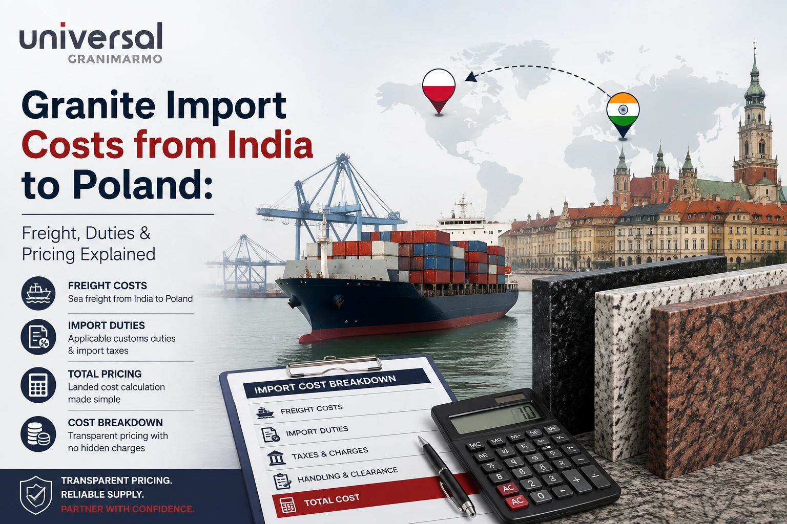 Granite Import Costs from India to Poland: Freight, Duties & Pricing Explained