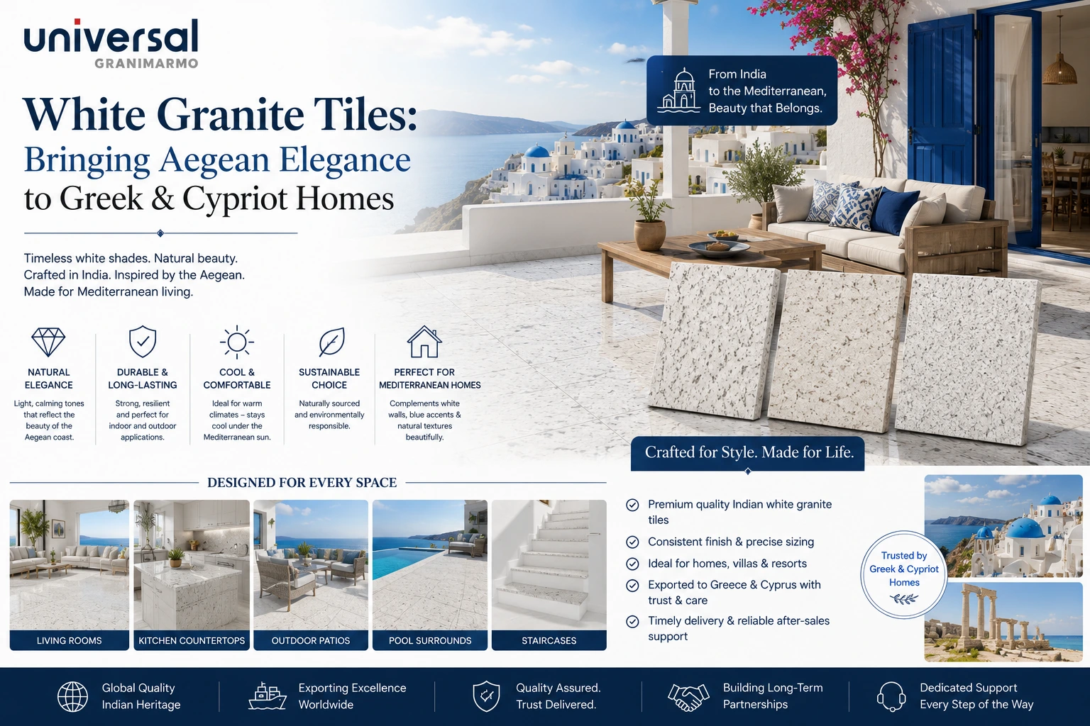 White Granite Tiles: Bringing Aegean Elegance to Greek & Cypriot Homes